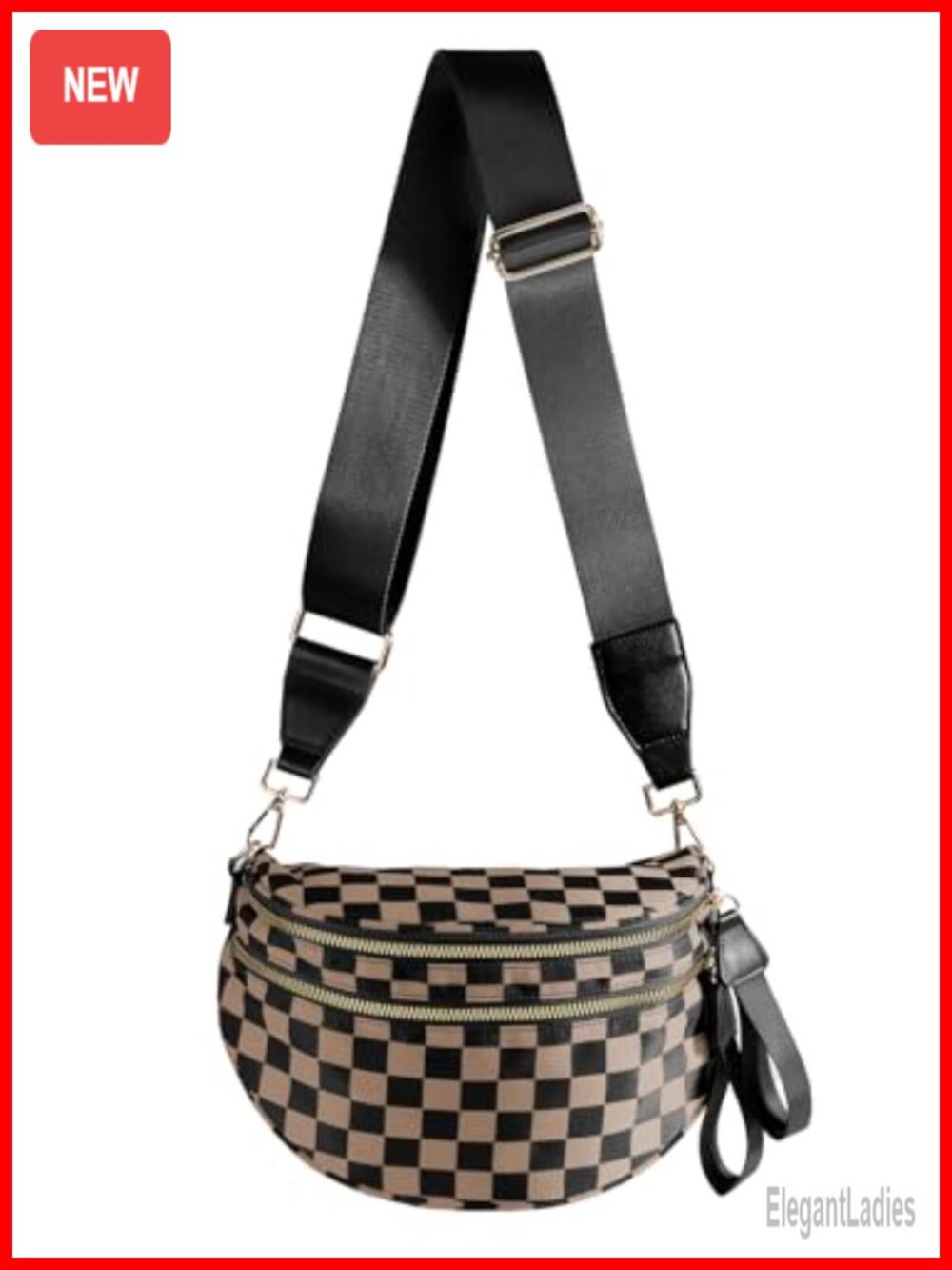Checkered Crossbody Bag Bum Bag Fanny Pack Waist Belt Bag Women Spacious Travel